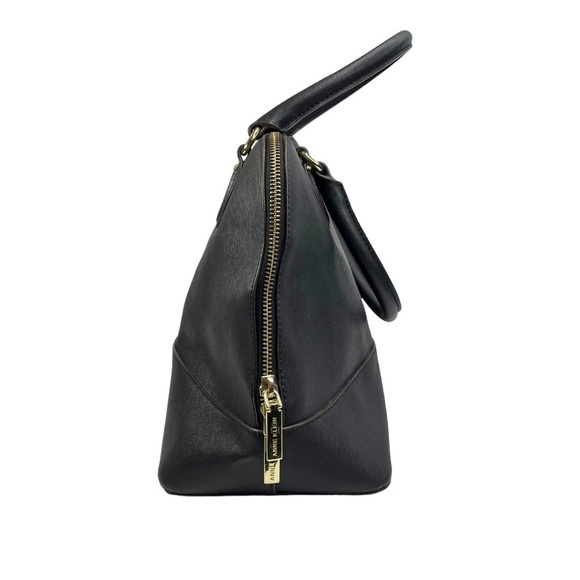 Anne Klein Black Structured Double Handle Dome Satchel Purse Bag - Picture 2 of 12